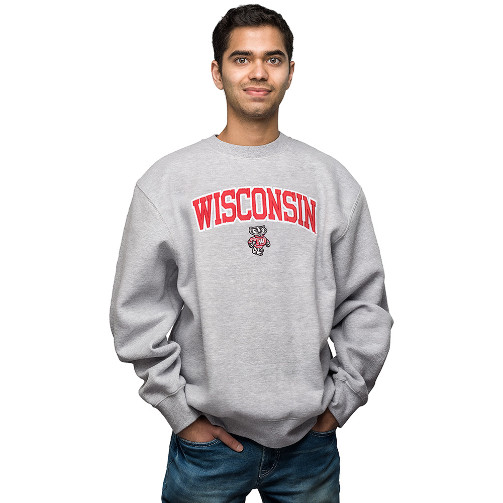JanSport Wisconsin Crew Neck Sweatshirt (Gray) | University Book Store
